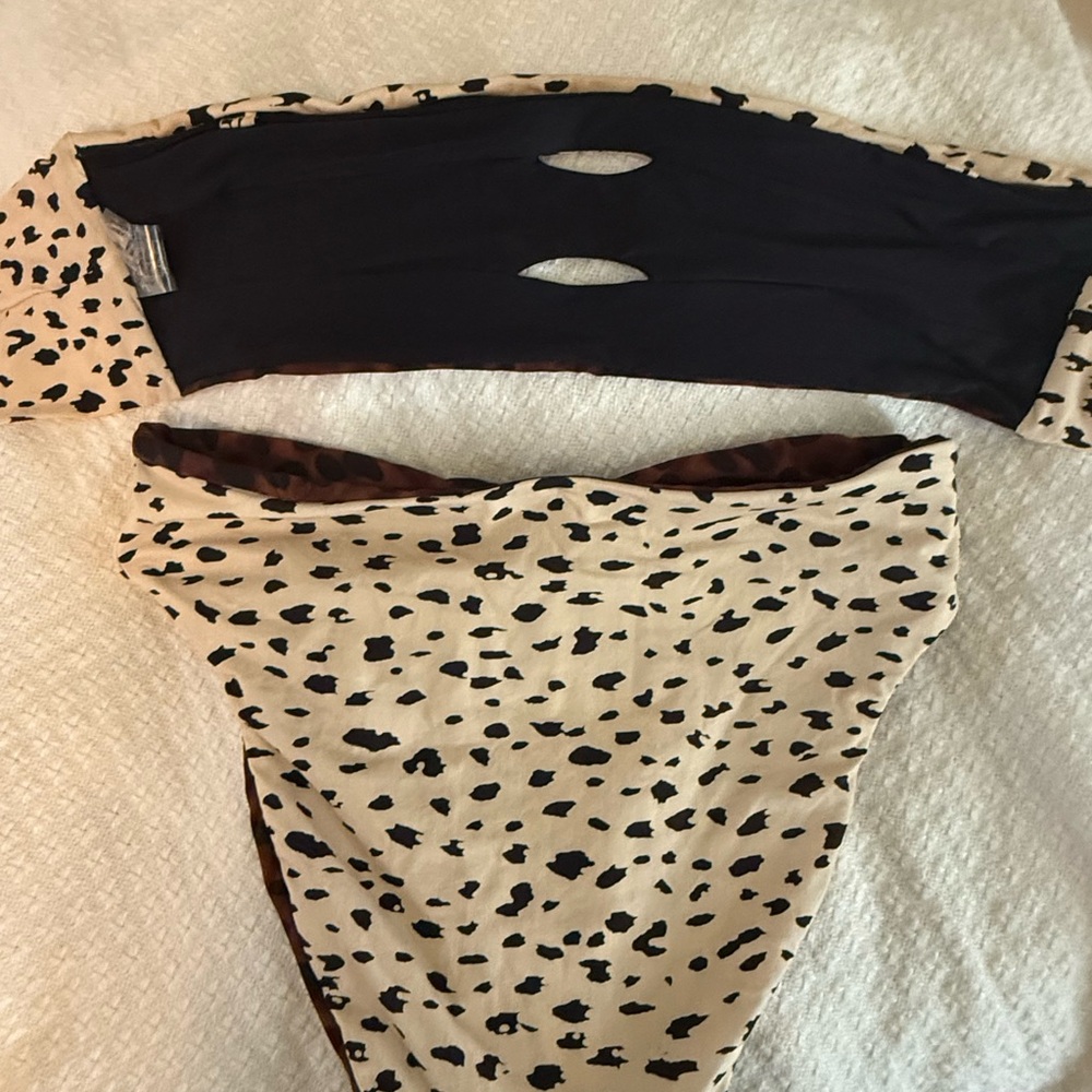 PQ Swim Brown and Cream Leopard Print Bikini Set - Picture 5 of 7